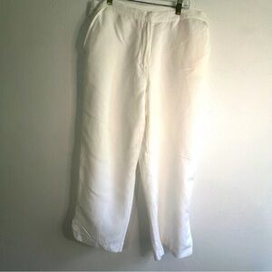 Ruby Rd. cropped white pants, linen blend. Fully lined. Sz 14. Preowned. EUC.
